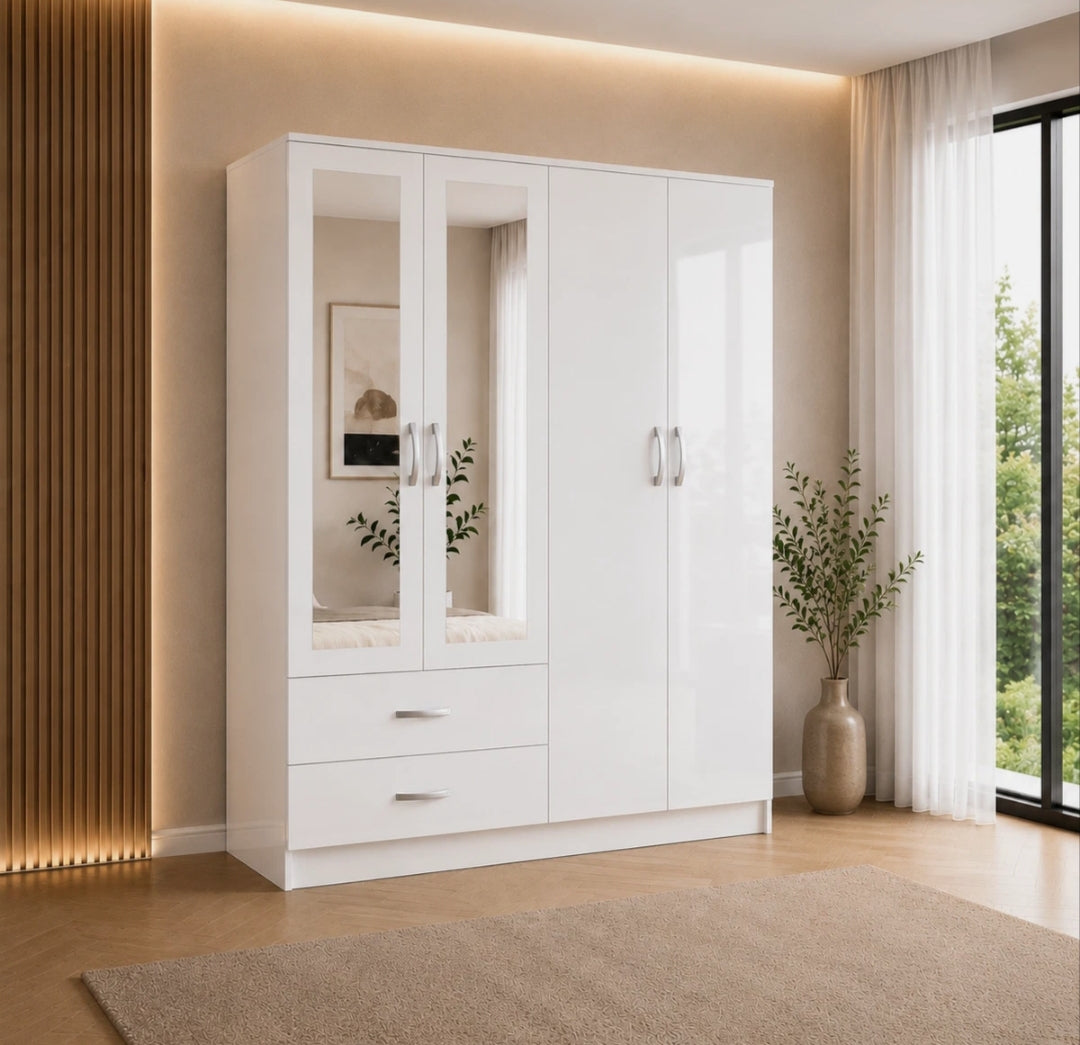 4 Door Wardrobe With 2 Drawers And 2 Mirrors