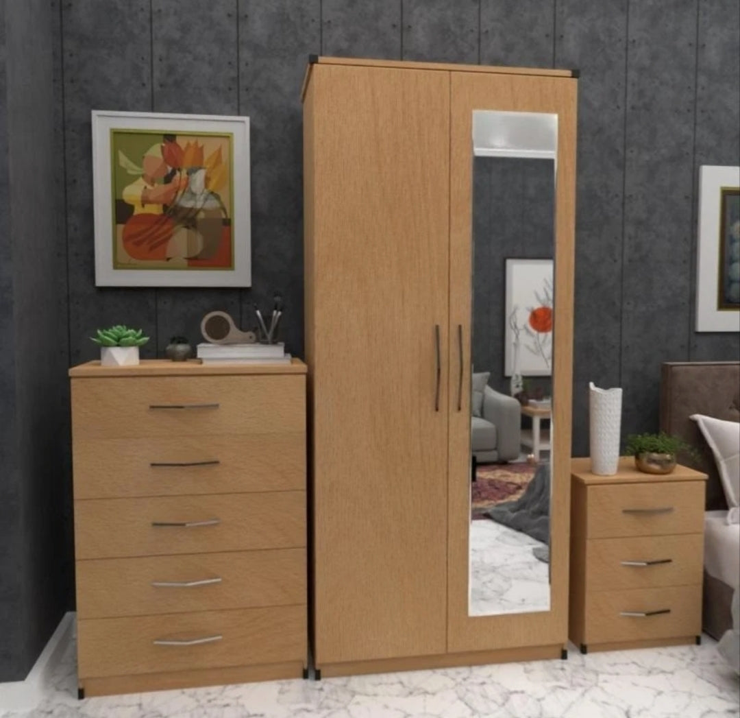 2 Door Ladies Wardrobe Complete Set With Mirror