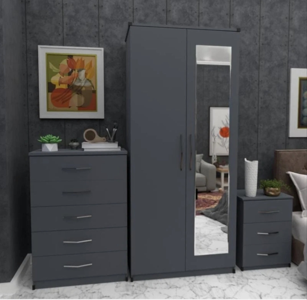 2 Door Ladies Wardrobe Complete Set With Mirror