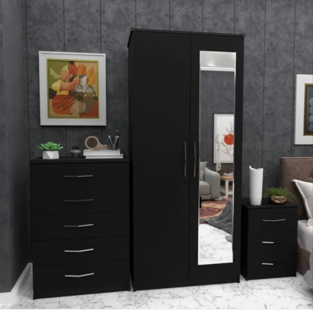 2 Door Ladies Wardrobe Complete Set With Mirror
