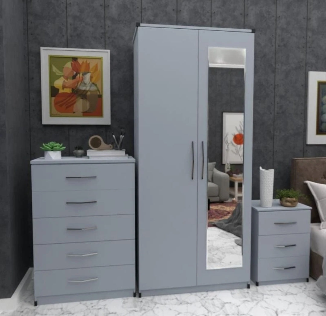 2 Door Ladies Wardrobe Complete Set With Mirror