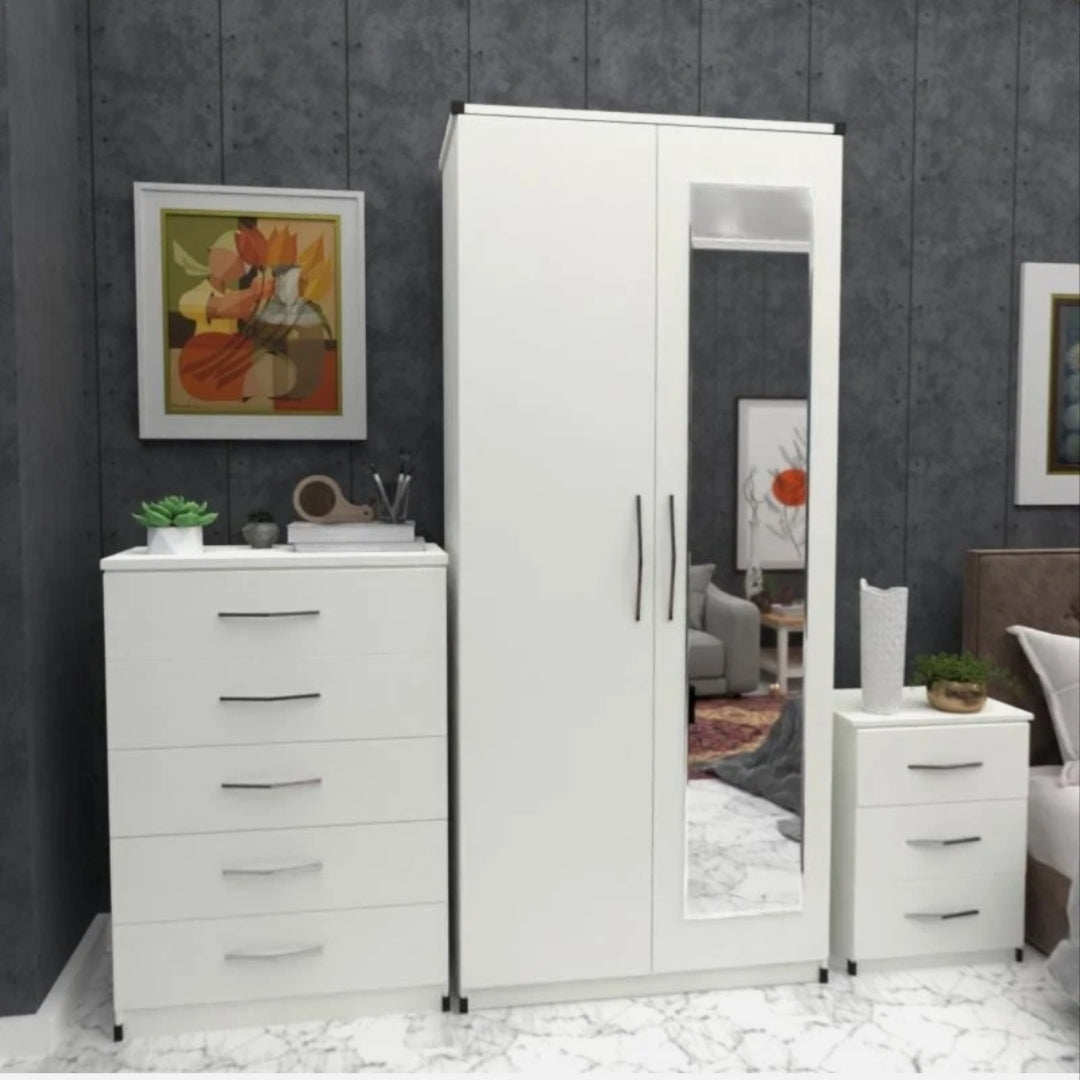 2 Door Ladies Wardrobe Complete Set With Mirror
