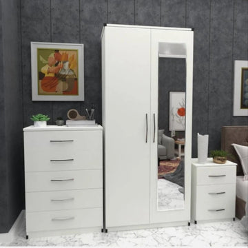 2 Door Ladies Wardrobe Complete Set With Mirror