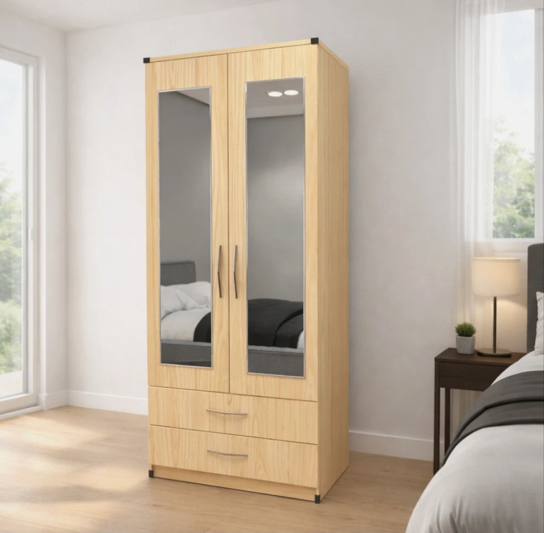 2 Door Wardrobe With 2 Mirrors And 2 Drawers