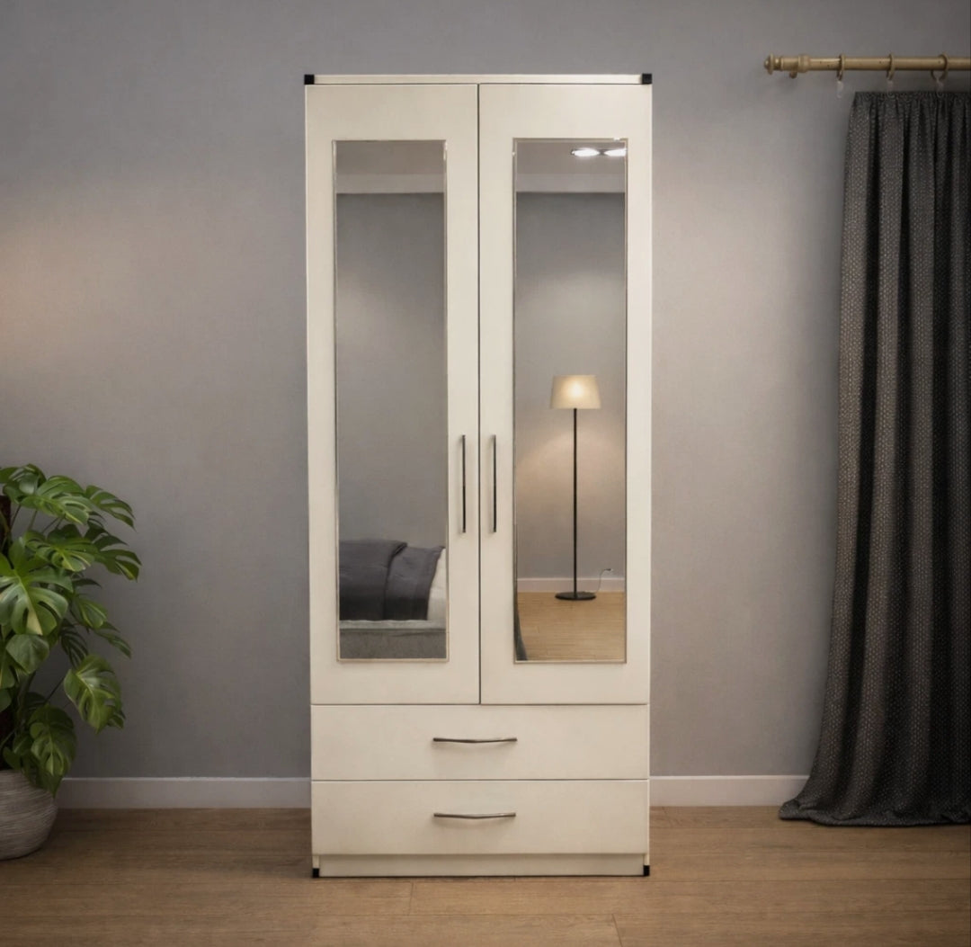 2 Door Wardrobe With 2 Mirrors And 2 Drawers