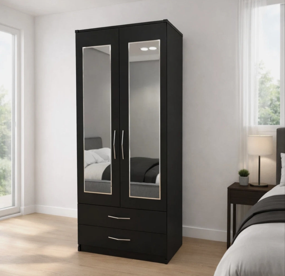 2 Door Wardrobe With 2 Mirrors And 2 Drawers