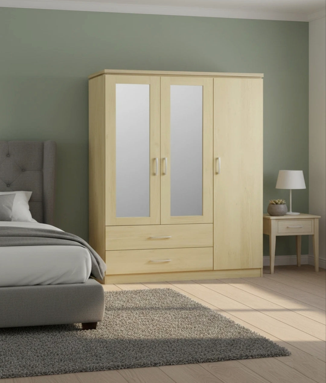 3 Door Wardrobe With 2 Drawers