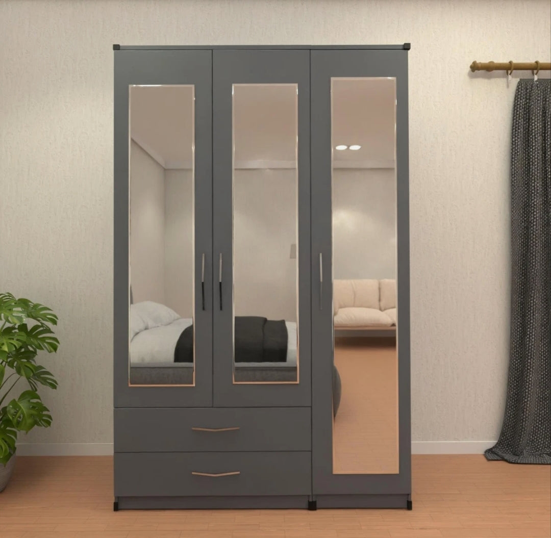 3 Door Wardrobe With 2 Drawers And 3 Mirrors